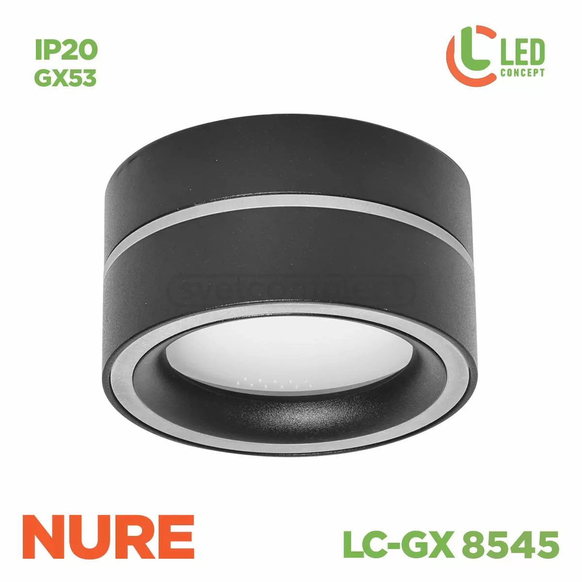 Світильник точковий NURE LC-GX 8545 BK LED CONCEPT купити з доставкою | СВЕТКОМПЛЕКТ